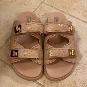 Steve Madden Beige Sandals with Gold Buckles